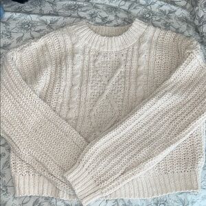 No Boundaries Cream Cable Knit Sweater